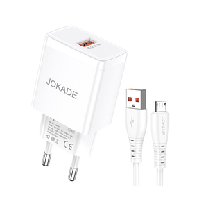 Adaptador de cargador micro USB Jokade de 22,5 W con cable para dispositivos de carga rápida, color blanco - Product Image 1