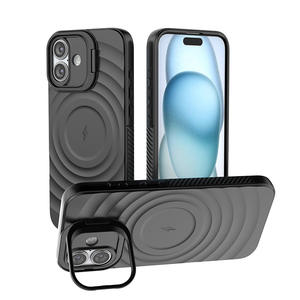 Coque pour iPhone 16 Pro Max avec design ondulé, support caché, coque de téléphone magnétique à couverture intégrale antichoc - Product Image 4