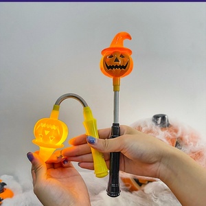 Baguettes lumineuses LED citrouille d'Halloween, bâton lumineux portatif à ressort flexible, 3 modes clignotants, accessoire de fête cosplay, jouet et décoration pour enfants - Product Image 5