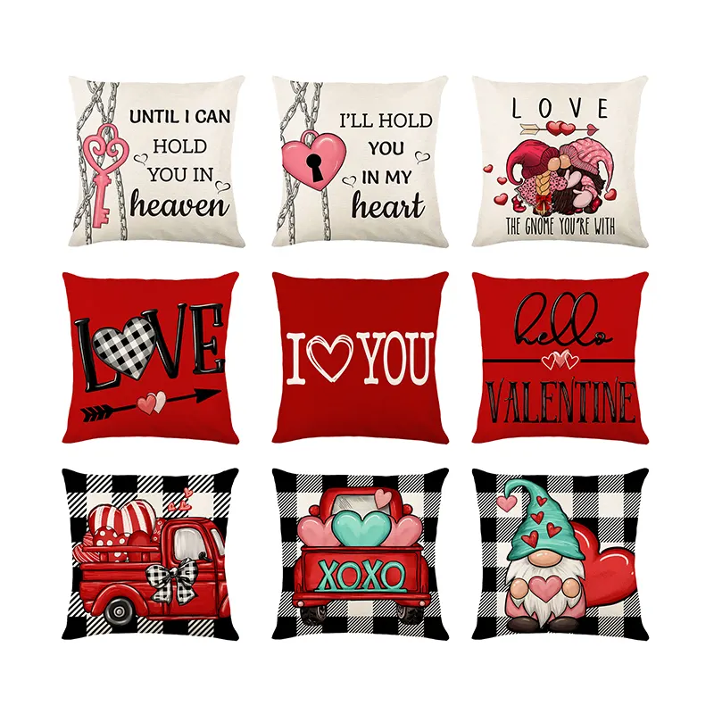 St Valentin Pillow Case Saint Valentin 2024 Linen Cushion Cover Cadeau de Saint Valentin Day Decor For Gift