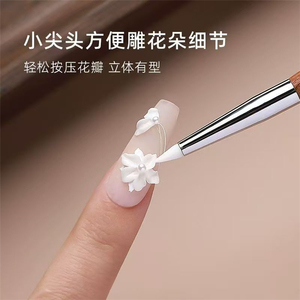 1 pezzo <span class=keywords><strong>pennello</strong></span> per pittura a doppio taglio in <span class=keywords><strong>Silicone</strong></span> con penna a pressione per unghie per intaglio glitterato in polvere adesivo per Manicure per unghie - Product Image 5