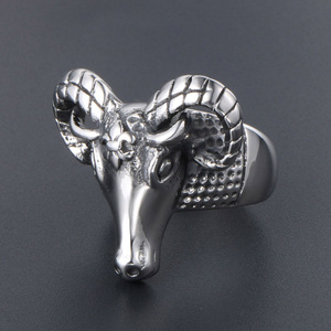 Chinese <b>Style</b> Zodiac Sheep <b>Head</b> Ring Men's Fashion Jewelry SA524 Animal Shape Gift Occasion - Product Image 4