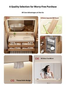 Diprie Armoire de salle de bain tout-en-un de style moderne Plaque de roche incurvée chaude Nouveau style Table de lavabo de <span class=keywords><strong>toilette</strong></span> Couleur bois originale - Product Image 2