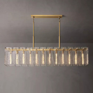 Lampe suspendue contemporaine moderne pour îlot de cuisine, grande lampe rectangulaire en verre italien haut de gamme, lustre de luxe - Product Image 3