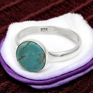 Déclaration de turquoise naturelle Bagues en argent sterling 925 Bagues en pierres précieuses de naissance de luxe faites à la main Bijoux fins pour elle Vente en gros - Product Image 3