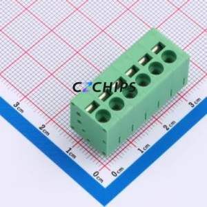 MX205V-5.0-06P-GN01-Cu-A Spring Terminal Block Through hole Component (THT),P=5mm Connector 1x6P 5mm Green Through Hole - Product Image 1
