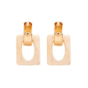 À la mode double-usure élégant Niche résine carré géométrique argent aiguille cerceau boucles d'oreilles parfaits cadeaux à la mode pour les femmes - Product Image 6