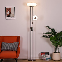 Lampe de sol d'angle de luxe avec variateur de lumière à bouton rotatif et lustre intégré pour salon intérieur