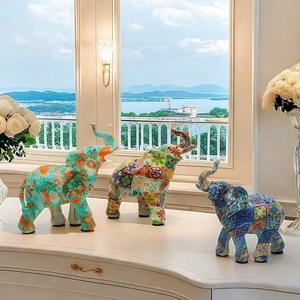 American Colorful <b>Mini</b> Elephant Epoxy Resin Artistic Sculpture Folk Art Figurine Home Entrance <b>TV</b> Cabinet Wine Cabinet - Product Image 4
