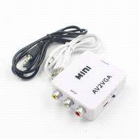 Convertisseur Wodexun AV vers VGA 1080P Composite 3RCA vers VGA Adaptateur Vidéo pour Ordinateur Téléviseur Projecteur Affichage Métal Blanc