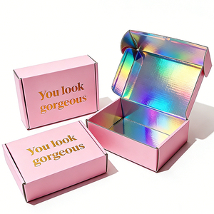 Caja de Cartón Corrugado Rosa Plegable Personalizada, Caja de Embalaje para Regalos de Cosméticos y Cuidado de la Piel - Product Image 3