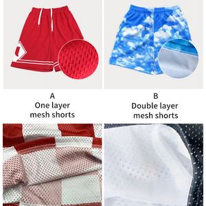 Shorts de sport pour homme de haute qualité à double couche en mesh 2 en 1, impression de logo personnalisé, shorts de basket-ball en mesh pour homme - Product Image 5