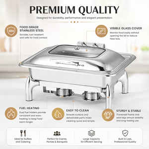 TIANXING Plat de service de luxe 6L blanc et or, chauffe-plats pour buffets, idéal pour hôtels, restaurants, mariages et traiteurs - Product Image 2