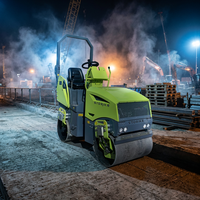 Mini-compacteur routier vibrant autopropulsé manuel 800 kg, 1 tonne, 2 tonnes, tambour en acier, moteur Changchai, roulement