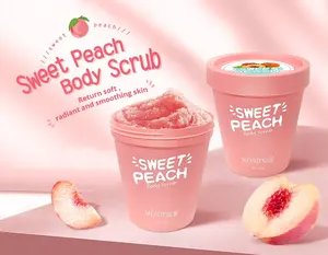 Organic Vegan Body Scrub, Whitening Skincare Logo, Peach Clear Fruit, Custom Private Label, Natural Salt, wholesale