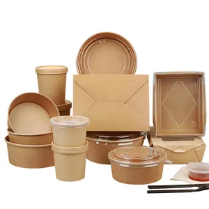 CHAMEPAK kraft paper container take away soup noodle containers kraft supplies soup cup paper food containers food paper bowl