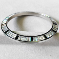 Anpassbare Handgefertigte 40mm Edelstahl Luxus Weiß-Schwarze Edelstein-Saphir-Diamant-Uhrenlünette für Teile TYHL