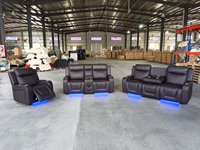 Brown Bluetooth Power Leder Schnitt couch Wohnzimmer möbel Elektrisches Liege sofa mit LED-Leuchten