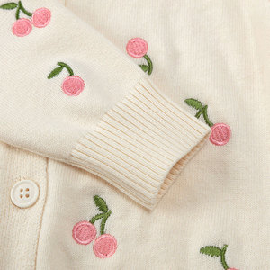 Cardigan en tricot pour filles, idéal pour l'hiver, avec décorations cerises, manteau chaud en coton pour bébés et tout-petits, vente en gros - Product Image 4