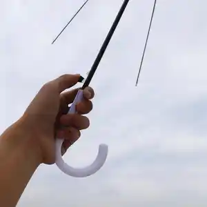 23インチ透明透明プラスチックホワイトハンドルPOE素材自動オープンストレート傘