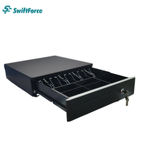 Tiroir-caisse métallique SwiftForce Vita-A01 POS 12V/24V avec fonction de dépôt, capacité de 4 billets, 5 pièces de monnaie, 6 clés, compatible ordinateur portable/tablette/PC
