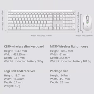 Kit clavier et souris sans fil Mk950 double mode, fin et léger pour un confort silencieux - Product Image 2