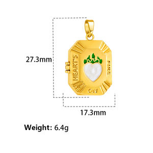 Pendentifs <span class=keywords><strong>photo</strong></span> ouvrables octogonaux HD428 Shield, en laiton plaqué or 18 carats, avec émail coloré en forme de cœur, bijoux - Product Image 6