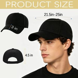 Cappellino da Baseball Neutro Regolabile dal Magazzino USA, <span class=keywords><strong>Design</strong></span> Semplice, Cappelli Unisex Neri per Uomo e Donna - Product Image 2