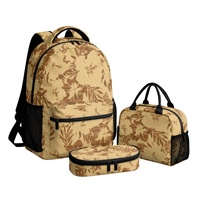 Fabricant OEM ODM – Ensemble de sacs à dos personnalisés (3 pièces) en polyester avec fermeture éclair et fermoir, style vintage, bandoulière arquée