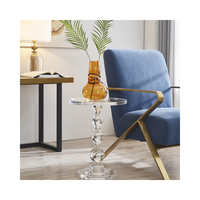 Table basse ronde transparente créative avec base en cristal, petite table d'appoint moderne et minimaliste en acrylique