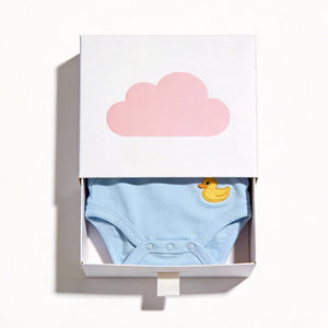 Caja de Recuerdos <span class=keywords><strong>para</strong></span> Bebés Recién Nacidos, Diseño Personalizado, Papel Blanco de Alta Gama, Caja de Regalo de Lujo con Cajón, Impresión en Relieve, Laminado Mate - Product Image 3