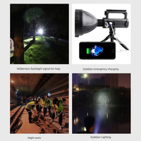 Lampe torche puissante XHP 50 LED, robuste, rechargeable par USB, lampe de recherche, lampe de travail et de camping avec faisceau puissant et chargeur USB