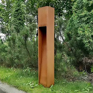 Lampadaire LED autoportant en métal Corten rouillé, résistant aux intempéries, style Art Déco, pour aménagement paysager et pelouse - Product Image 5