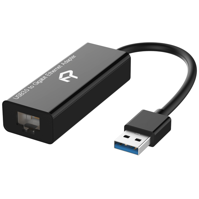 USB Network Adapter, USB 3.0 to RJ45 Gigabit Ethernet Internet Adapter, Black