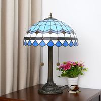 Lampes de table Tiffany, luminaires en verre coloré de style méditerranéen, lampes de bureau LED nordiques, décoration d'intérieur pour chambre à coucher, bureau