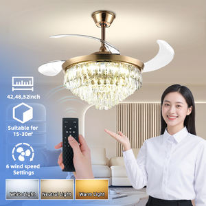 Zhongshan 52 אינץ 'סגנון רטרו הוביל תאורה תקרה נברשת רעש נמוך שליטה מרחוק תליון מאוורר עם תכונות דקורטיביות - Product Image 4