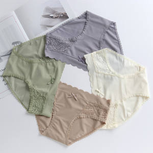 Hot Girl Traceless Culotte Sexy Dentelle Splice Bord Ondulé Pack Hanche Taille Basse Dames Culotte Confortable Coton Entrejambe Sous-Vêtements - Product Image 2