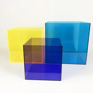 Customized Size 5 Sided Storage Box Cube Fluorescent Acrylic Boxes