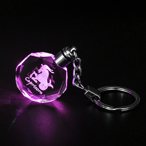 Wholesale 3D Laser Engraved Octagon <strong>Crystal</strong> Key Chain with LED Light Personalized Souvenir Gift <strong>Crystal</strong> <strong>Keychain</strong> - Product Image 6