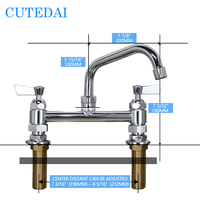 Robinet de salle de bain de cuisine commerciale finition chromée laiton 196mm-212mm trou réglable pont de bec exquis excentrique industriel