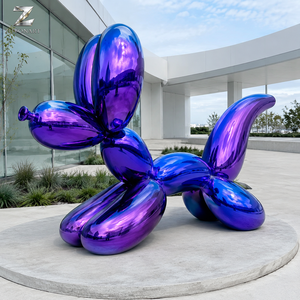 Sculpture de chien <span class=keywords><strong>ballon</strong></span> en acier inoxydable électroplaqué, art animalier poli pour la décoration de hall d'hôtel, centre commercial, place publique, jardin et aménagement paysager - Product Image 6