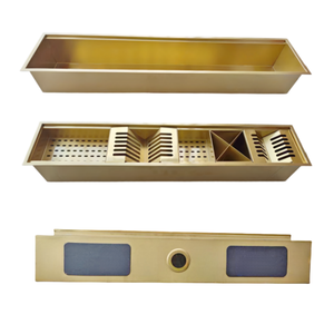 Évier de cuisine à canal humide fait à la main en acier inoxydable Slim Smart Kit 5 modules égouttoir en verre intégré et support d'argenterie avec kit de déchets - Product Image 6