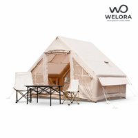Tente de camping gonflable de luxe de 12 m², tente pneumatique imperméable toutes saisons avec cheminée