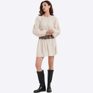 Vêtements pour femmes en gros, <span class=keywords><strong>robe</strong></span> bohème à manches longues, <span class=keywords><strong>robe</strong></span> à col bouffant avec cordon de serrage - Product Image 4