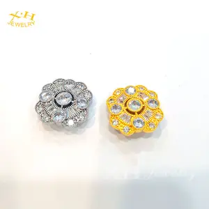 Botones con forma de flor de Metal para ropa, botones de cristal de Color transparente con mango de lujo para ropa