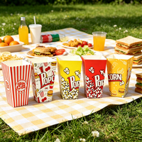 Gobelet carré en papier pour pop-corn, boîte pliante en papier de qualité alimentaire, seau à collation imprimé sur mesure pour frites et aliments cuits, emballage