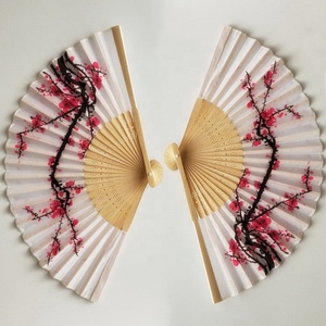 Abanico de Seda de Cerezo de 21 cm para Boda, Abanico Plegable de Bambú y Tela - Product Image 4