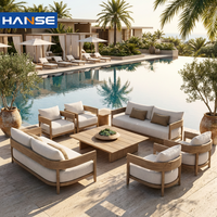 Muebles de Jardín Hechos a Mano, Resistentes a la Intemperie, de Lujo, en Madera de Teca y Ratán, Juego de Sofás para Exteriores, España