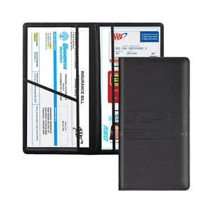 Portatarjetas de registro de seguro de coche con logotipo personalizado, billetera de cuero Pu Premium, organizador de documentos, tarjetero de coche - Product Image 1