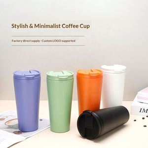 Hight Quality Reusable Travel Mug <b>Cups</b> Powder Coated Coffee <b>Cups</b> 12oz Stainless Steel Vacuum Tumbler with Lid - Product Image 3